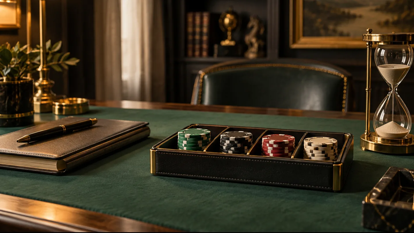 abstract view of a digital casino table with virtual chips
